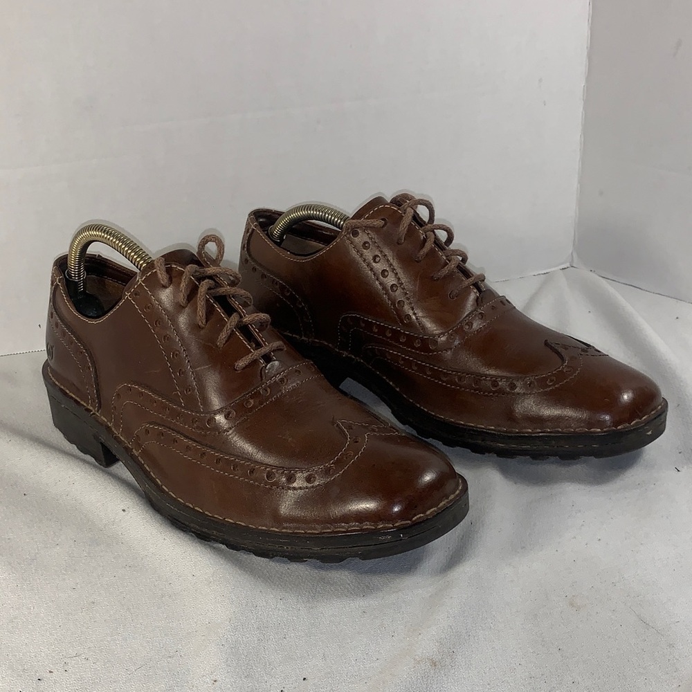 Born Men's Brown Leather Wingtip Oxford Dress Shoes